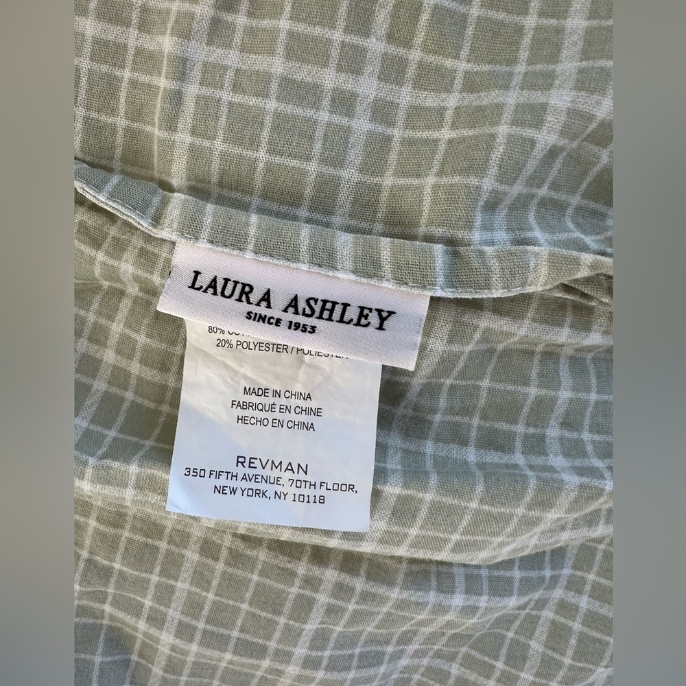 Vintage Laura Ashley raspberry/green plaid print quilted pillow shams - Picture 5 of 10